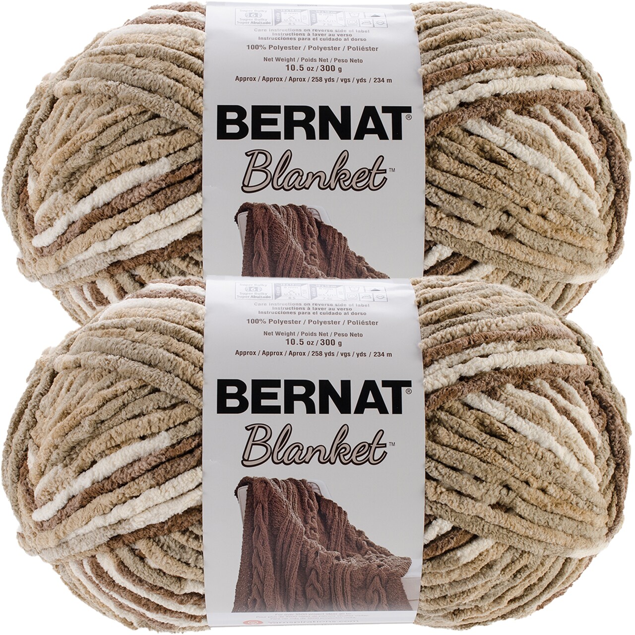 Bernat Blanket Sonoma Yarn 2 Pack of 300g/10.5oz Polyester 6 Super Bulky - 220 Yards Knitting/Crochet